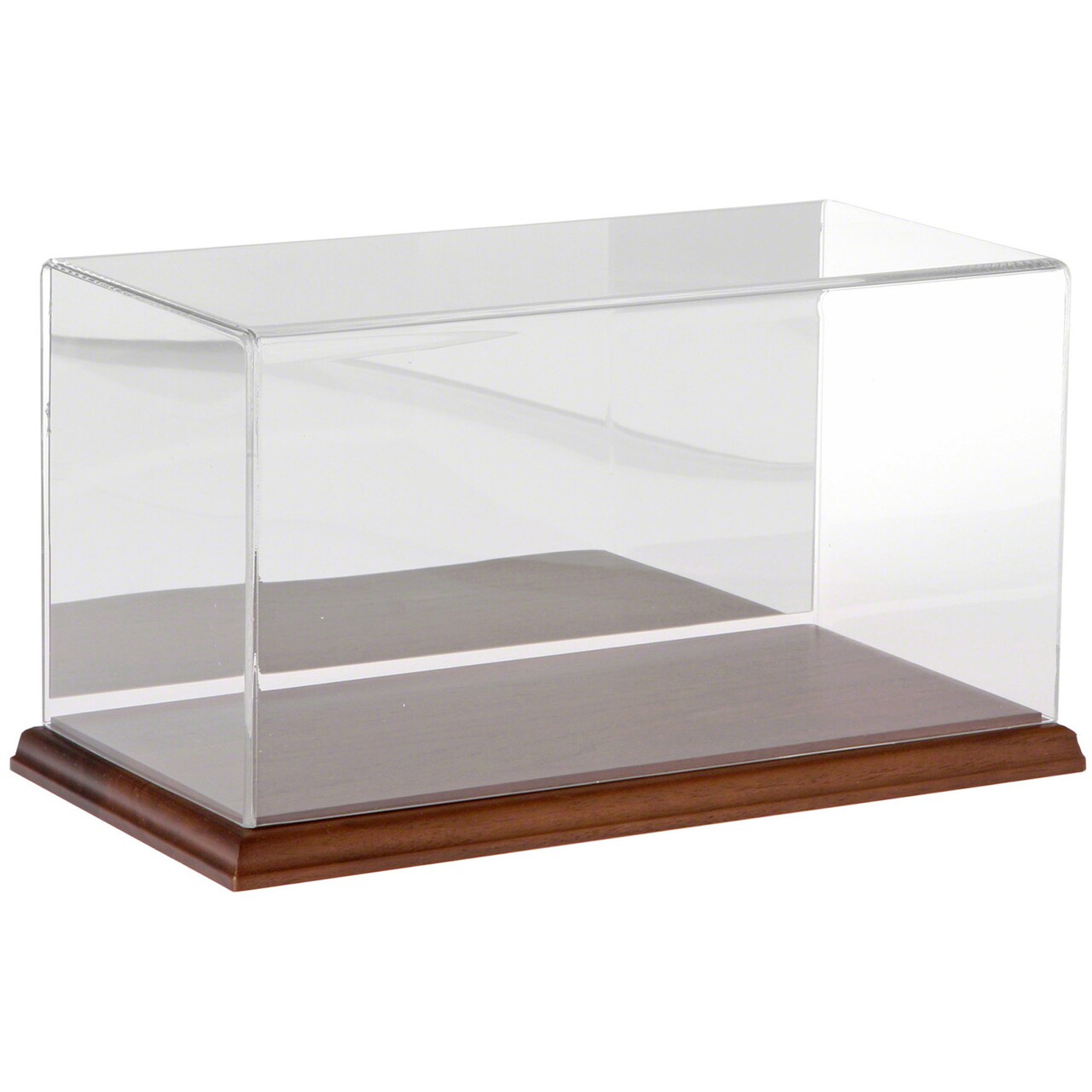 Plymor Clear Acrylic Display Case with Hardwood Base, 12" W x 6" D x 6" H